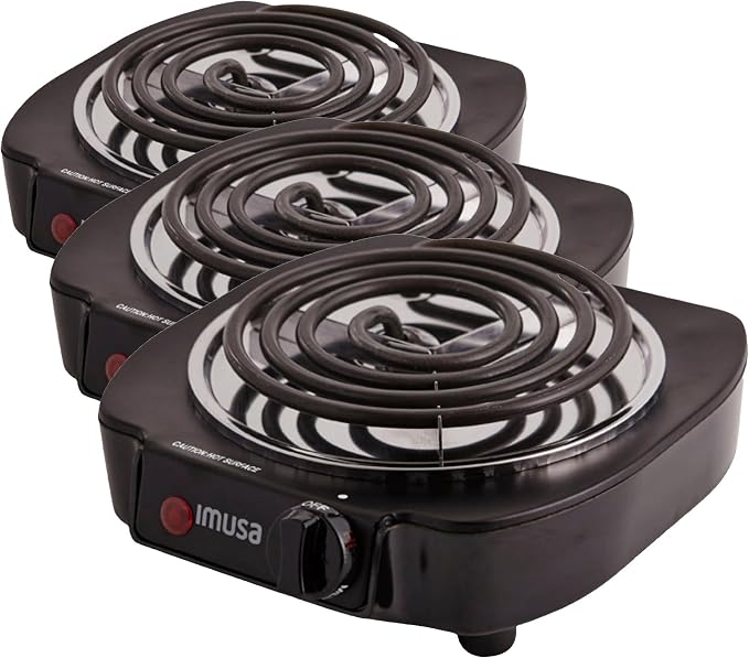 IMUSA USA GAU-80305 Electric Single Burner 1100-Watts, Black (Pack of 3)