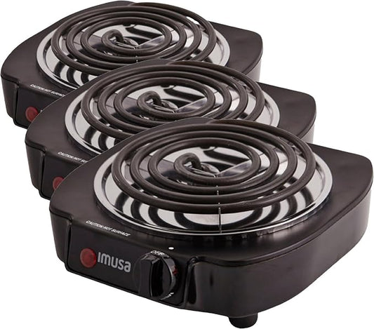 IMUSA USA GAU-80305 Electric Single Burner 1100-Watts, Black (Pack of 3)