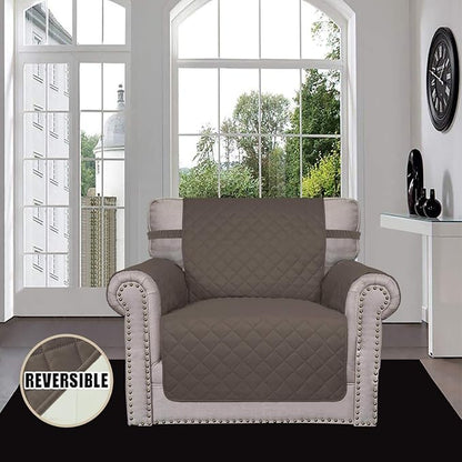 Easy-Going Reversible Couch Cover, Small Chair, Taupe/Ivory | Machine Washable Slipcover For Dogs, Water Resistant Furniture Mat For Living Room, Non-Slip Sofa Cover, Pet Friendly