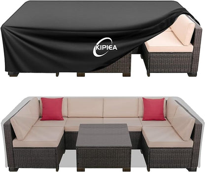 Kipiea Outdoor Furniture Covers Waterproof, 420D Heavy-Duty Patio Furniture Set Covers, No Tears Anti UV No Fading (92" L x 42" W x 28" H)