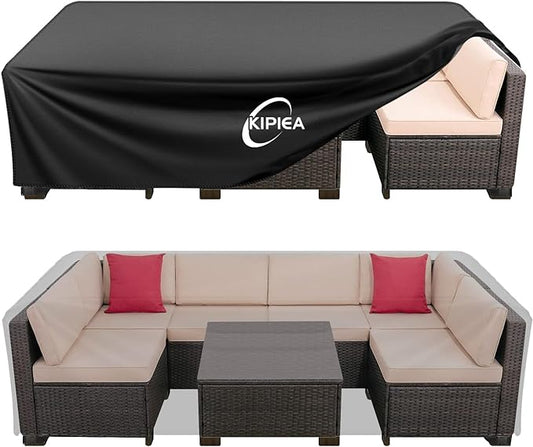 Kipiea Outdoor Furniture Covers Waterproof, 420D Heavy-Duty Patio Furniture Set Covers, No Tears Anti UV No Fading (85" L×85" W×28" H)