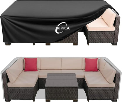 Kipiea Outdoor Furniture Covers Waterproof, 420D Heavy-Duty Patio Furniture Set Covers, No Tears Anti UV No Fading (89" L×89" W×28" H)