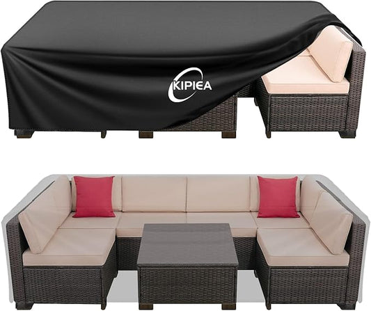 Kipiea Outdoor Furniture Covers Waterproof, 420D Heavy-Duty Patio Furniture Set Covers, No Tears Anti UV No Fading (89" L×89" W×28" H)