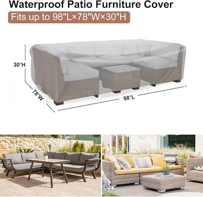 Waterproof Outdoor Patio Furniture Covers 98"L×78"W×30"H Black | Rain, Dust & UV Protection; Heavy-duty Oxford Resists Tears & Fading; Keeps Dining Tables & Chair Sets Dry on Patio & Deck