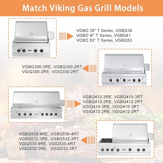 4 PC Heat Plate Tent Shield Replacement for Viking VGBQ 30 in T Series, VGBQ 41 in T Series, VGBQ 53 in T Series, VGBQ30, VGBQ41, VGBQ53, BBQ Parts Burner Cover Flame Tamer, Stainless Steel, 23 1/8"