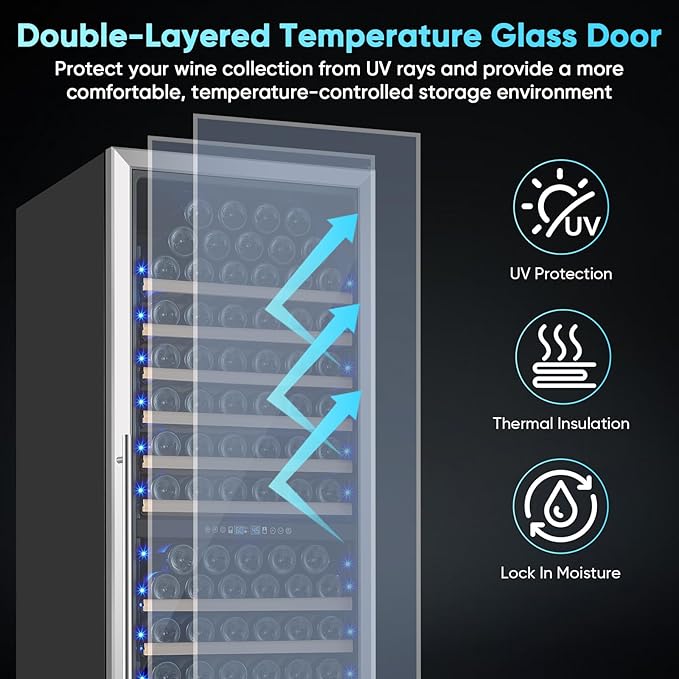 200 Bottle Wine Fridge Dual Zone, 24 Inch Wine Cooler Refrigerator Freestanding or Built-in, Professional Wine Cellar with Advanced Temperature Control and Compressor Cooling, Quiet Operation