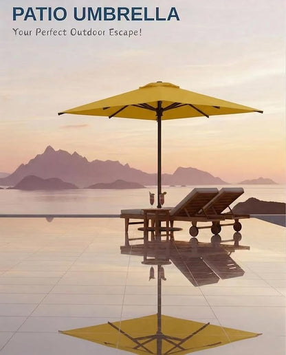 6.5x10FT Patio Umbrella, Outdoor Umbrella with Push Button Tilt and Crank, 8 Sturdy Ribs, UV Protection & Waterproof Market Umbrella for Pool, Backyard, Beach,Deck (Yellow)