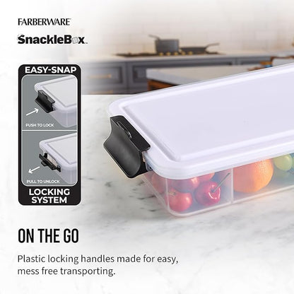 Farberware Small Build-a-Board Snacklebox with Locking Plastic Cutting Board Lid, Portable Charcuterie Storage with 7 Compartments (Pack of 4)