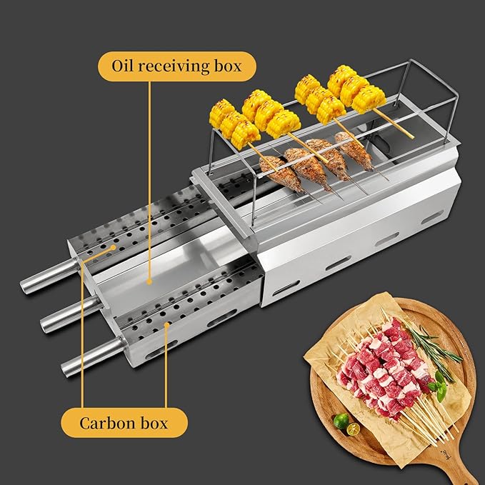 Barbecue Grill, Stainless Steel Portable Charcoal Grill, Small BBQ Grill for Outdoor Cooking Camping Hiking Picnics Tailgating Backpacking