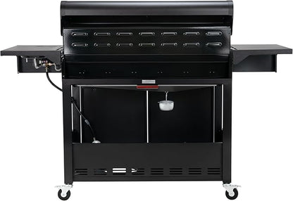 Kenmore 6-Burner Propane Gas Grill with Side Burner, 73,000 BTU Total Cooking Power, 819 Sq. In. Cooking Space, Cast Iron Grates, Warming Rack, Built-In Thermometer, For Outdoor BBQs Events, Black