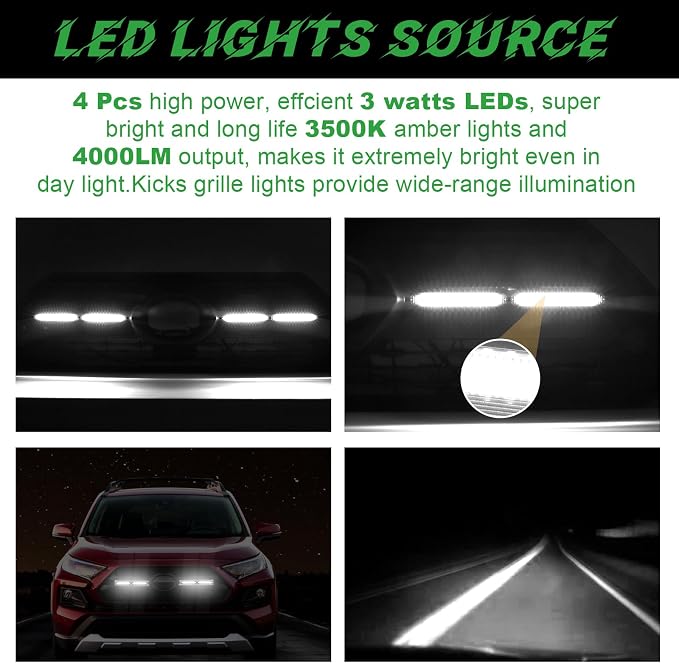 LED Grille Lights for 2019-2025 Toyota RAV4 Accessories White | Snap-In,Smoked Lens, Exterior Front Grill Insert Light for 5th Gen Hybrid Adventure TR D Off-Road 5311142220