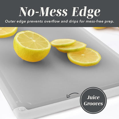 COOK WITH COLOR Extra Large Cutting Board Set, Jumbo-Sized Boards with Rubber Border for Enhanced Cooking Experience, 3-Piece, Grey