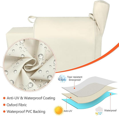 Grill Cover for Traeger Pro 22 & 575 Series - 600D Heavy Duty Waterproof Fade Resistant Traeger Pro 22 Cover with Elastic Drawstrings, Premium BBQ Cover for Z Grills 550B and More, Beige