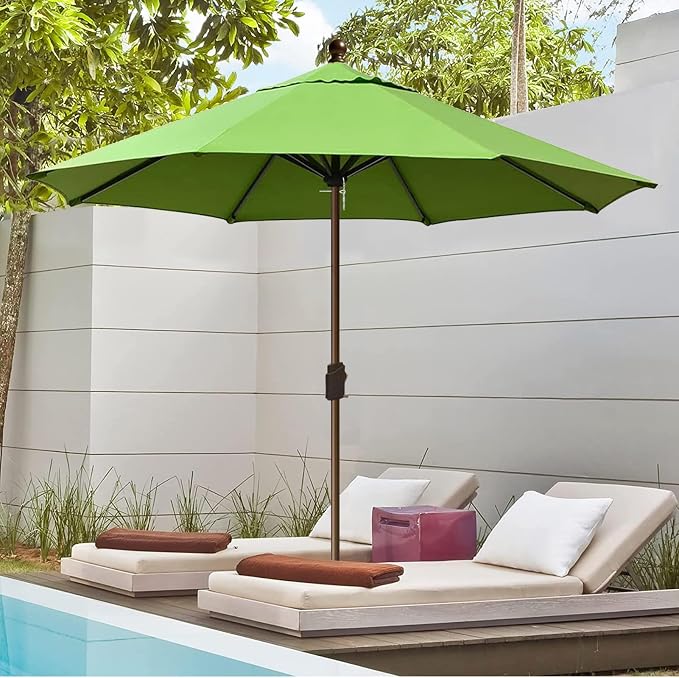 EliteShade USA 10-Year-Non-Fading 10Ft Market Patio Umbrella, UPF 50+ UV Protection Performance Sun Umbrella, Heavy Duty Commercial Grade Outdoor Table Umbrella with Crank, Windproof Vented Top for Garden, Pool, Deck and Outdoor Playsets, No Tilt, Maca...