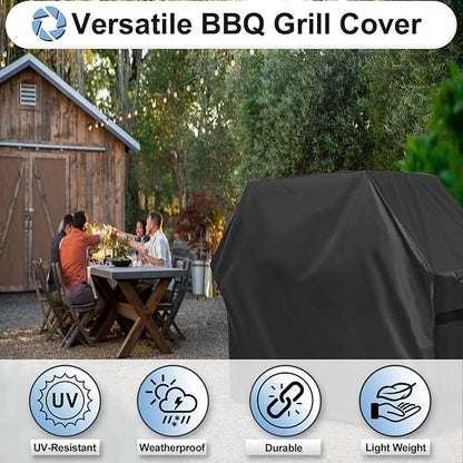 OutdoorLines Waterproof Heavy Duty BBQ Grill Cover - Universal Barbecue Grill Covers UV Resistant Barbeque Gas Grill Cover for Outdoor Outside Grill, 32L x 24W x 43H Inch, Black