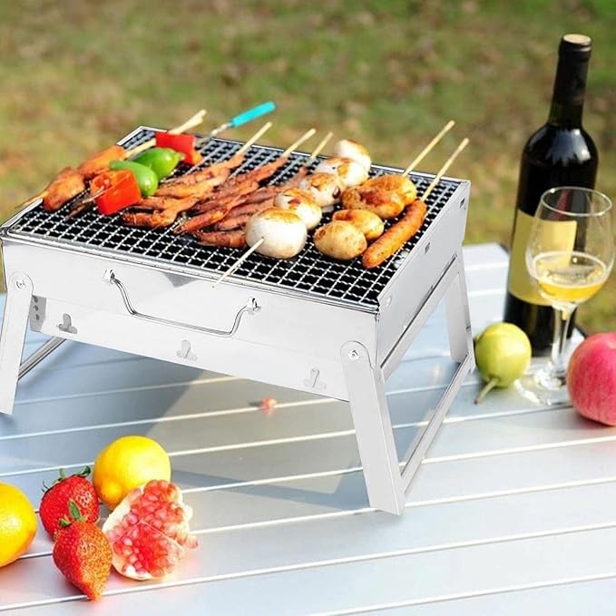 BBQ Grill Outdoor Stainless Steel BBQ - Easy to Use Charcoal Grill No Rust for Barbecue Kebab for Japanese Barbecue 35x27x20cm