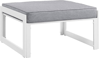 Modway Fortuna Aluminum Outdoor Patio Ottoman in White Gray
