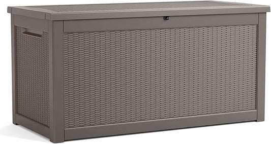 321 Gallon Outdoor Storage Box Lockable Waterproof Deck Box, Weatherproof UV-Resistant Durable Large Patio Storage Container for Patio Cushions, Garden Tool Pool Accessories, Furniture Pillow