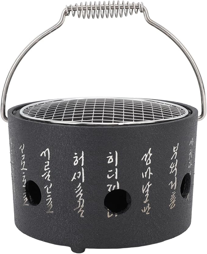 Hibachi Grill, Aluminum Stainless Steel Handle Portable Barbecue Stove Fast Even Heating Charcoal Stove with Grill Pan for Barbecue Tea Making (Small Size)