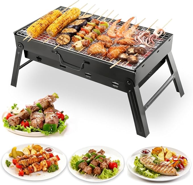 Portable Foldable Charcoal Grill 15" Tabletop BBQ | Lightweight & Compact, Easy Setup, Camping & Picnic, Outdoor Use, Beach & Backyard
