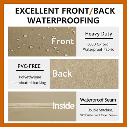 Heavy Duty Outdoor Sectional Sofa Cover, 120"X90" L-Shaped Waterproof 600D Patio Furniture Covers, Lawn Patio Couch Protector(Desert Khaki, L-Shaped-Right Facing-120 x90)