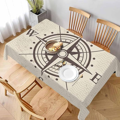 TKS MITLAN Tablecloth Compass Table Cloth Rectangle Table 60 x 84 Inch Vintage Wind Road Map E N W S Direction Adventure Travel Kitchen Decorations for Home Dinner Party