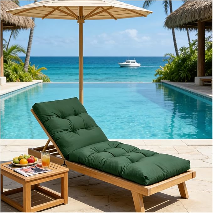 Outdoor Lounge Chair Cushions, 74.4 x 22 x 4.7 Inches Waterproof Fade Resistant Patio Cushion for Chaise Lounger