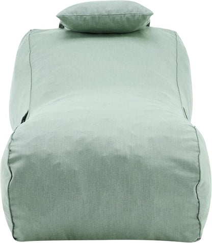 Christopher Knight Home Morton Outdoor Bean Bag Chair Set of 2, Fabric Bean Bag Chair for Adults and Kids, Indoor/Outdoor Sun Lounger with Headrest, Patio Chaise Lounge Chair Set of 2, Mint
