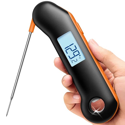 ThermoMaven Professional Meat Thermometer, NIST Certified Accuracy ±0.5°F | Instant Read in 0.5 Sec, IP67 Waterproof, Ambidextrous Backlight & Auto-Rotating Display, for BBQ/Grill/Cooking, Black&Orange
