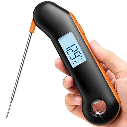ThermoMaven Professional Meat Thermometer, NIST Certified Accuracy ±0.5°F | Instant Read in 0.5 Sec, IP67 Waterproof, Ambidextrous Backlight & Auto-Rotating Display, for BBQ/Grill/Cooking, Black&Orange