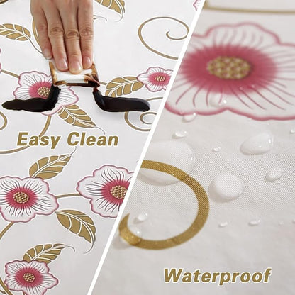 Spring Summer Vinyl Tablecloth with Flannel Backed Rectangle 60 x 84 Inch | Stain & Scratch Resistant Plastic Floral Table Cloths, Heavy Duty Table Cover for Camping, Party, Picnic, Outdoor