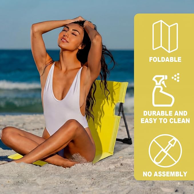 Karenhi 2 Pcs Foldable Poolside Beach Chairs for Edge of Pool Portable Beach Chairs Folding Pool Seats with Back Support Carry Bag for Adults Traveling Camping Picnic Lawn (Green)