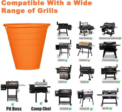 2pcs reuasble Silicone Grease Bucket Liners Compatible for Traeger/Pit Boss ect/Oklahoma Joe' /Green Mountain Grill Drip Tray Bucket Liner for pro Pellet Wood Smoker Grill Accessories（Orange）