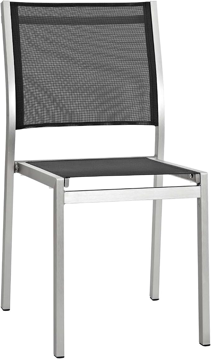 Modway Shore 9Piece Outdoor Patio Aluminum Dining Set in Silver Black