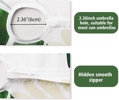 Outdoor Tablecloth with Umbrella Hole Elegant Zipper Patio Table Cloth for Outdoor Patio Garden Yard Decor