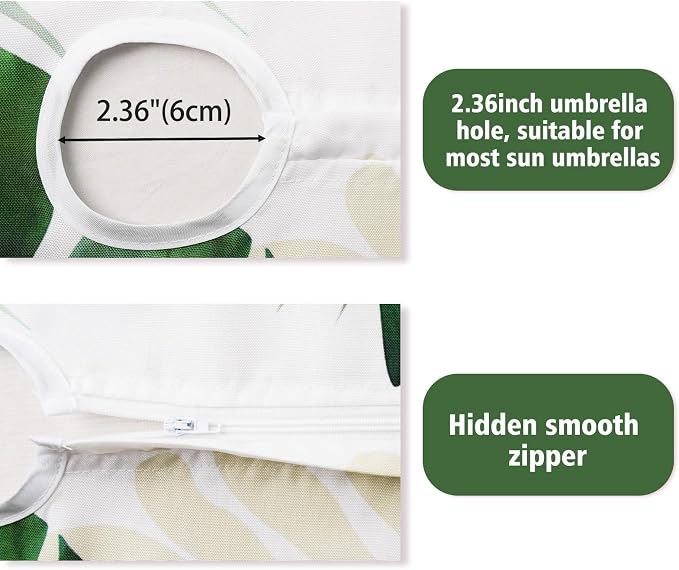 Outdoor Tablecloth with Umbrella Hole Elegant Zipper Patio Table Cloth for Outdoor Patio Garden Yard Decor