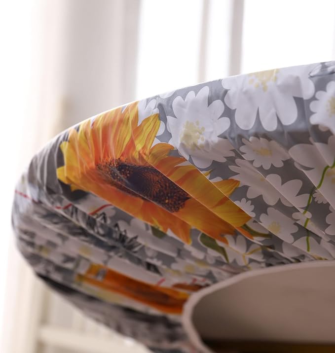 Walrus Round Vinyl Fitted Tablecloth with Flannel Backing Elastic Edge Design Table Cover Waterproof Oil-Proof PVC Table Cloth Stain-Resistant Best for 37"-44" Round