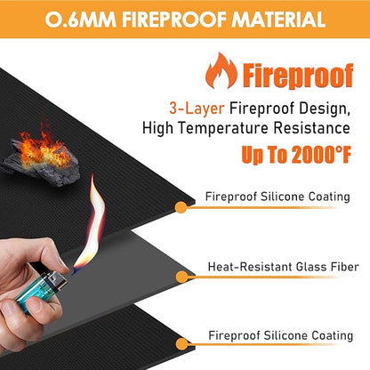 3'x10' Fireproof Heat Shield for Wall Behind Grill Protect Deck Fence from Grill Heat, Heat Shield for Wood Stove, Stove Wall Protector Fridge, BBQ Grill Mat Accessories Compatible with Blackstone
