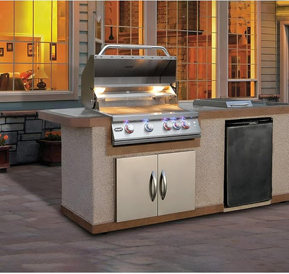 Hygrill Premium XTR 32-Inch Built In Grill, Stainless Steel 4-Burner Grill Head for Outdoor Kitchen with Rear Infrared Burner and LED Lights, Liquid Propane