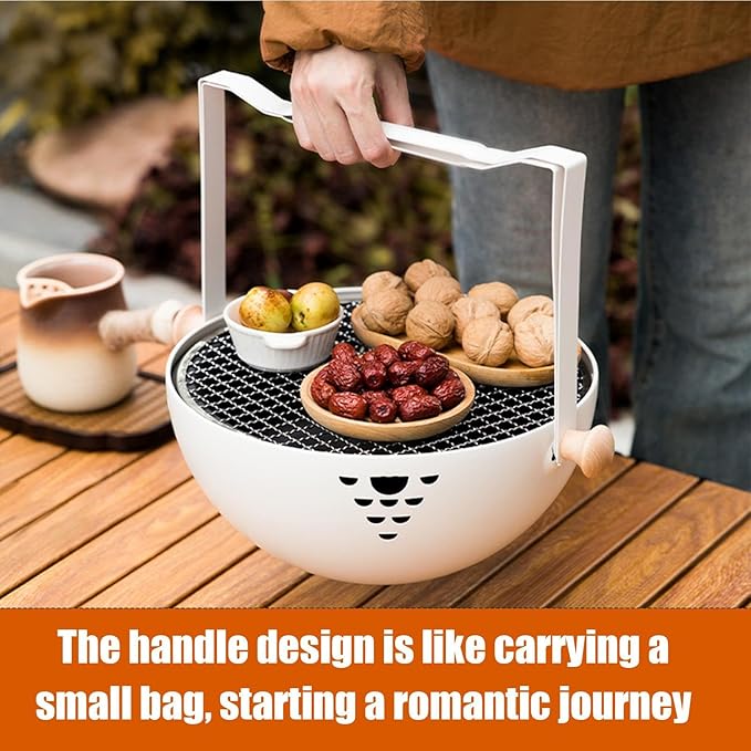 Charcoal Grill,Foldable Portable Heat-Resistant Stove,Charcoal BBQ Grills with Anti-Scalding Handle | for Outdoor Garden Table Travel Picnic Pan-Fried Meat Tea Brewing Hot Pot Cooking