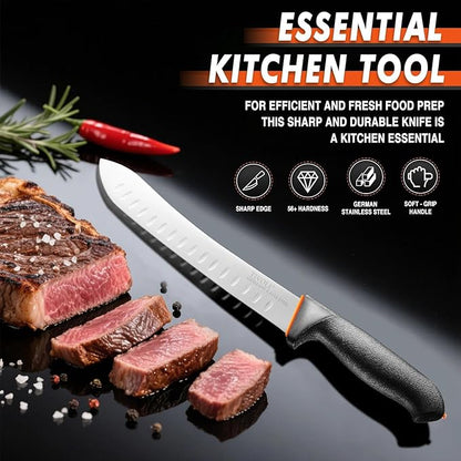 TIVOLI Bullnose Knife 10 Inch - Butcher Carving Knife with Ergonomic Non-Slip Softgrip & German Stainless Steel Razor Sharp Blade for Meat Cutting,Slicing - Gift for Men Women