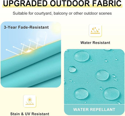 downluxe Outdoor Chair Cushions Set of 4 for Patio Furniture, Water-Resistant Square Corner Patio Chair Cushions with Ties, High Density Foam Outdoor Seat Cushion, 18.5" X 16" X 3", Teal