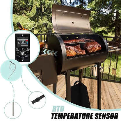 Upgrade Digital Control Board Kit Compatible with Pit Boss Pellet Grills | Mahogany 150PPS BBQ Replacement Panel, Temperature Controller, RTD Sensor Probe, Grill Repair Parts, Digital Display Upgrade