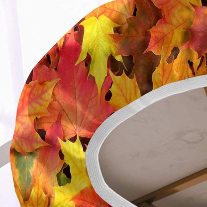 Autumn Oval Maple Leavs Fitted Table Covers, Fall Orange Yellow Leafs Pattern Print Oblong Tablecloths, Fits to 48x68 In Tables, Elastic Edged Table Cloth for Thanksgiving Day Outdoor Party and Patio