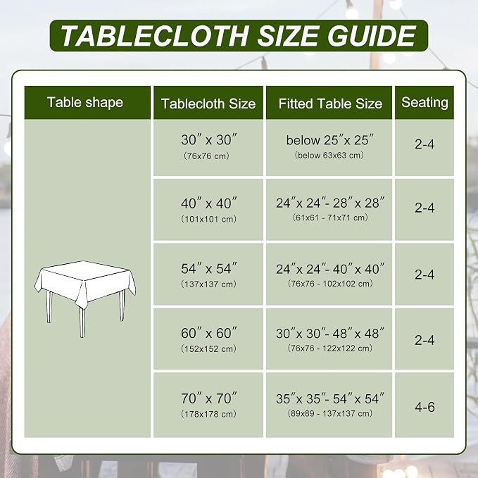 DWCN Square Tablecloth - 54 x 54 Inch - Waterproof Stain and Wrinkle Resistant Washable Table Cloth, Decorative Fabric Table Cover for Kitchen Dining Room Party and Outdoor Use, Emerald Green