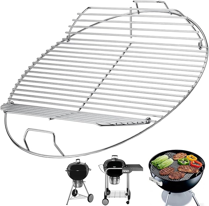 7436 Cooking Grate Hinged for Weber 22" Original Kettle Charcoal Grills, Round Replacement Grate for Weber Performer, Jumbo Joe Premium, Master-Touch,Bar-B-Kettle & Other 22 Inch Charcoal Grills