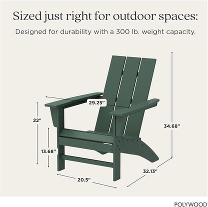 POLYWOOD Modern Adirondack Chair – All-Weather Outdoor Lawn Adirondack Chairs – HDPE, Fade-Resistant & Durable Outdoor Furniture – For Patio, Deck & Fire Pit Chairs – Green