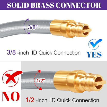 GasSaf 8FT 3/8" ID Natural Gas Hose, Natural Gas Grill Hose Conversion Kit Suitable for Weber Grills, Blackstone Griddles, Generator, Patio Heater (with Sealing Tape)