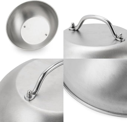 ZBXFCSH Compatible with Blackstone 5555 Stainless Steel 9" Griddle Melting Cheese Dome Wok Lids- Commercial Grade Basting and Steaming Cover- Best for Use in Flat Top Grills, 0.6mm Thickness-2 Domes