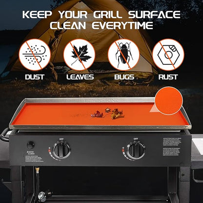 Silicone Griddle Mat Cover for Blackstone 22 Inch Griddle, Heavy Duty Food Grade Silicone Griddle Cover, Griddle Accessories for Blackstone Grill, All Season Protective Cover (Orange, 22 Inch)